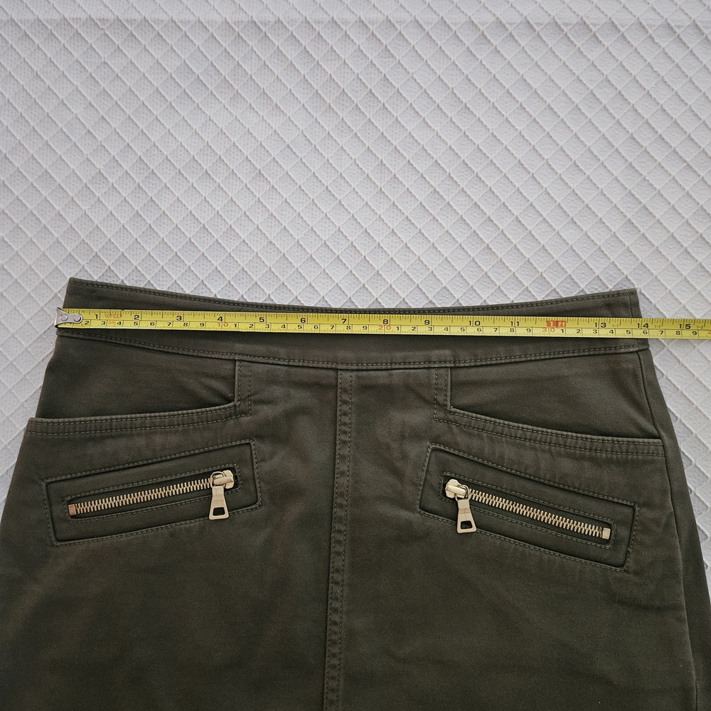 LOFT Petite Olive Green Mini Skirt with Gold Zipper Details - Picture 8 of 9